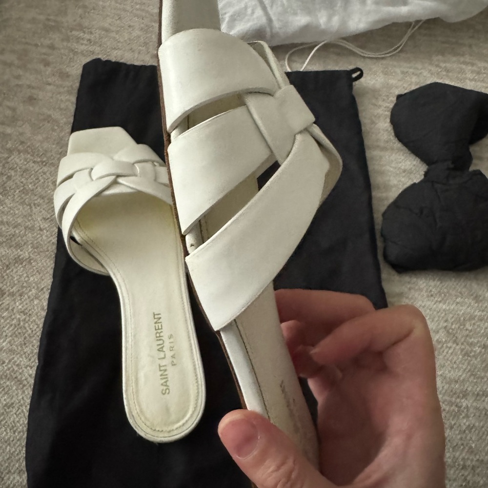 COPY - Saint Laurent White Sandals with Woven Design - Picture 6 of 7